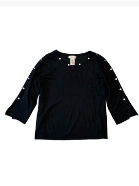 Philosophy Black Metal Stud Detail Knit Top With Split Arm